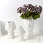 Vase visage blanc décoratif en céramique