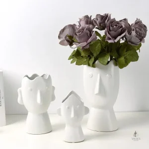 Vase visage blanc décoratif en céramique