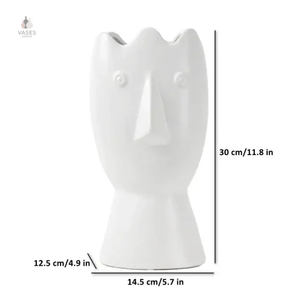 Vase à fleurs visage blanc minimaliste