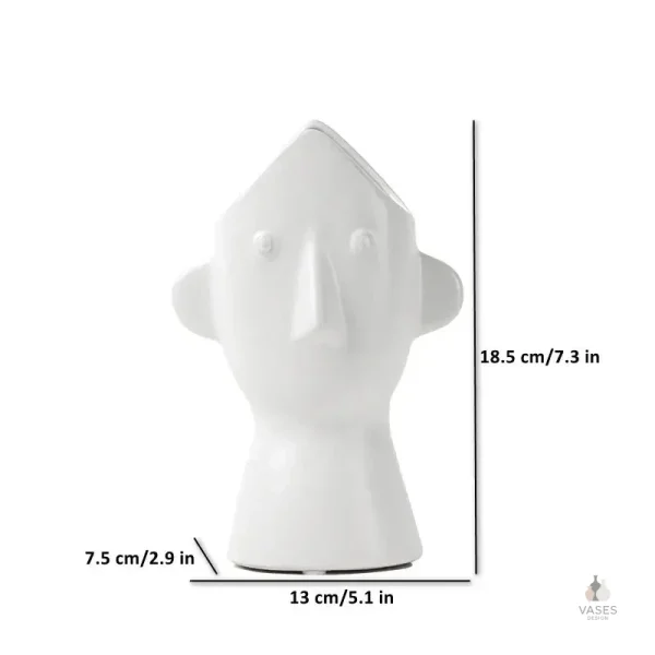 Vase visage contemporain en finition blanche