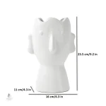 Vase visage stylé en céramique blanche