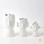 Vase visage art déco en blanc pur