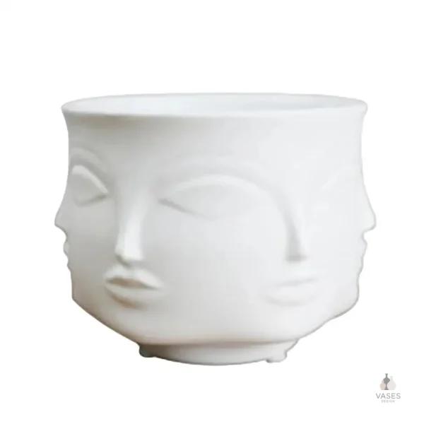 Vase céramique visage, accessoire décoratif
