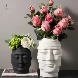Vase visage design moderne en céramique élégante