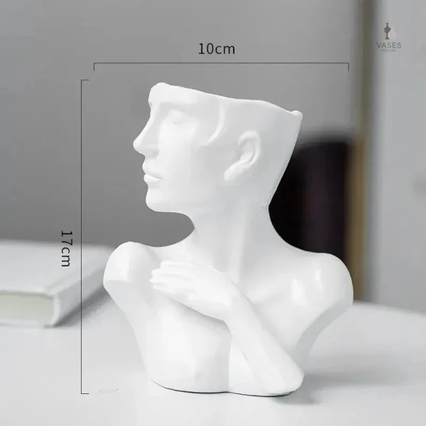 Vase visage femme contemporain en porcelaine