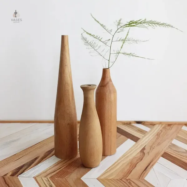 Vase en bois élégant pour décoration intérieure