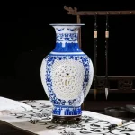 Vase chinois en porcelaine, style bleu et blanc