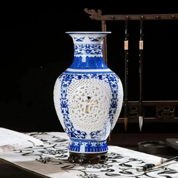 Vase chinois en porcelaine, style bleu et blanc