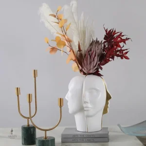 Vase visage décoratif en céramique unique
