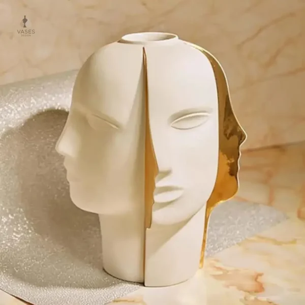 Vase visage en céramique, accent décoratif
