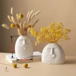 Vase visage en céramique, accent décoratif